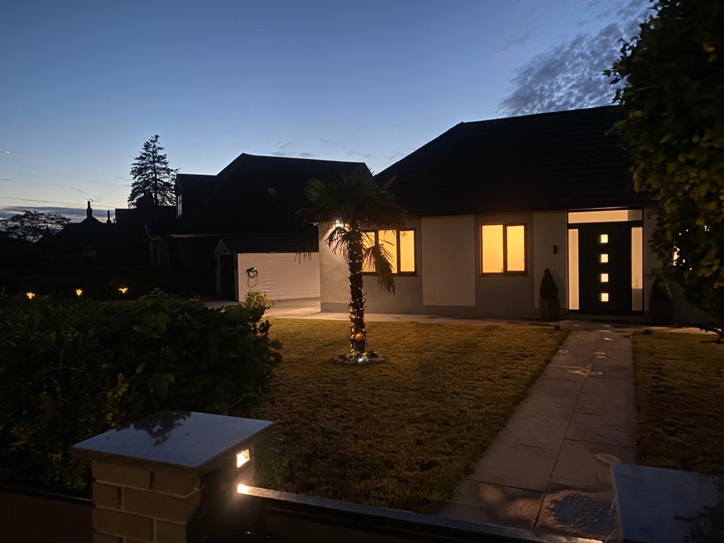 Completed private home at dusk